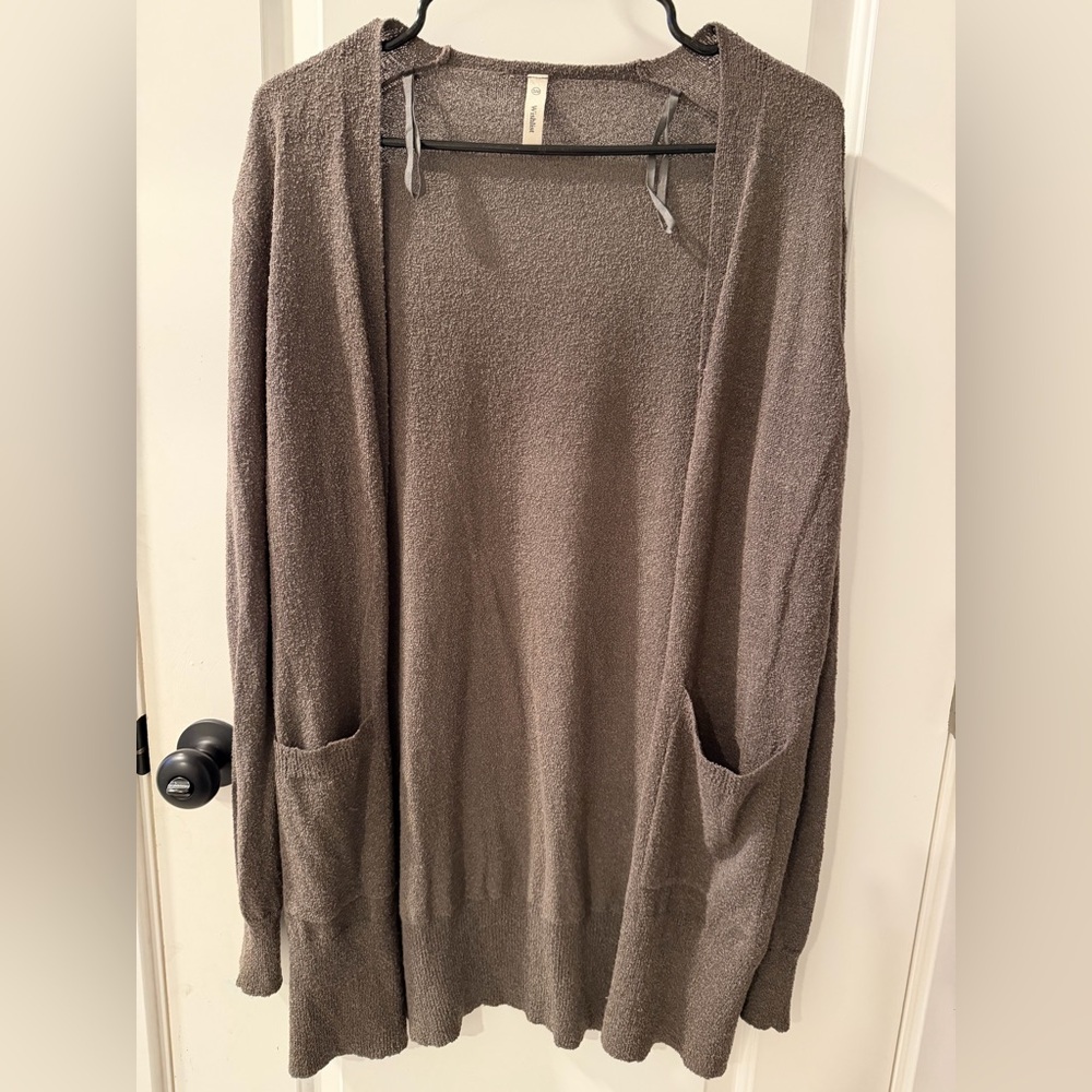 Women's Gray Open-Front Sweater